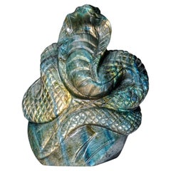 Genuine Polished Labradorite Hand Carved Snake from India (2 lbs)