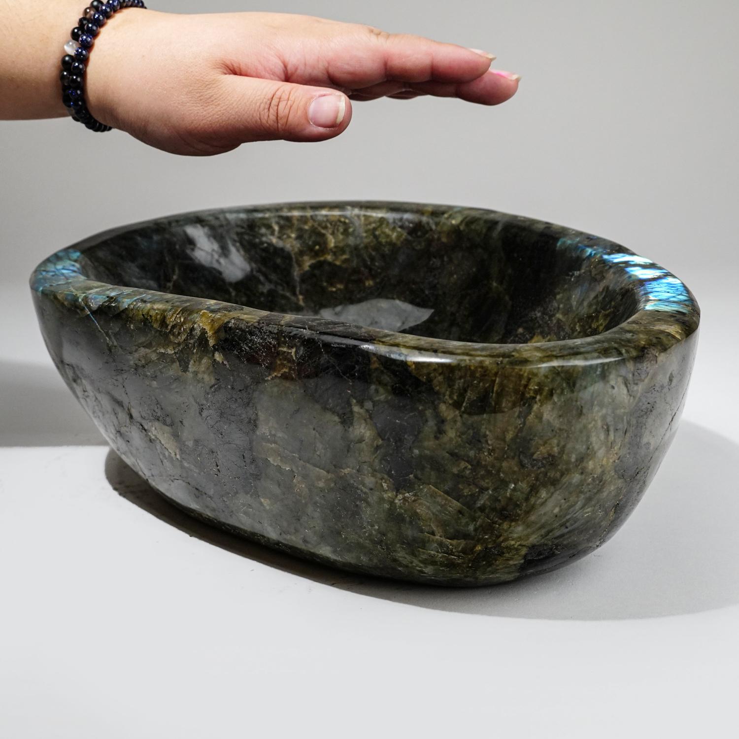 Malagasy Genuine Polished Labradorite Large Bowl (19.6 lbs) For Sale
