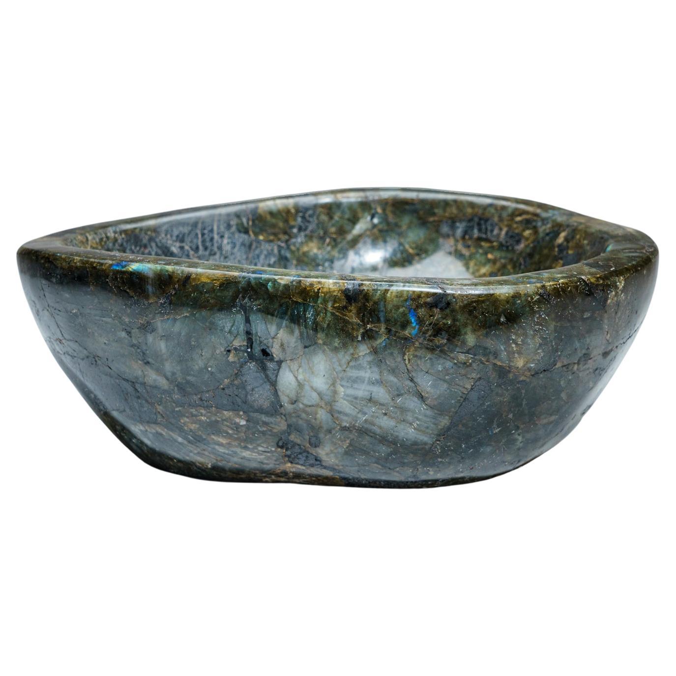 Genuine Polished Labradorite Large Bowl from Madagascar (21 lbs) For Sale