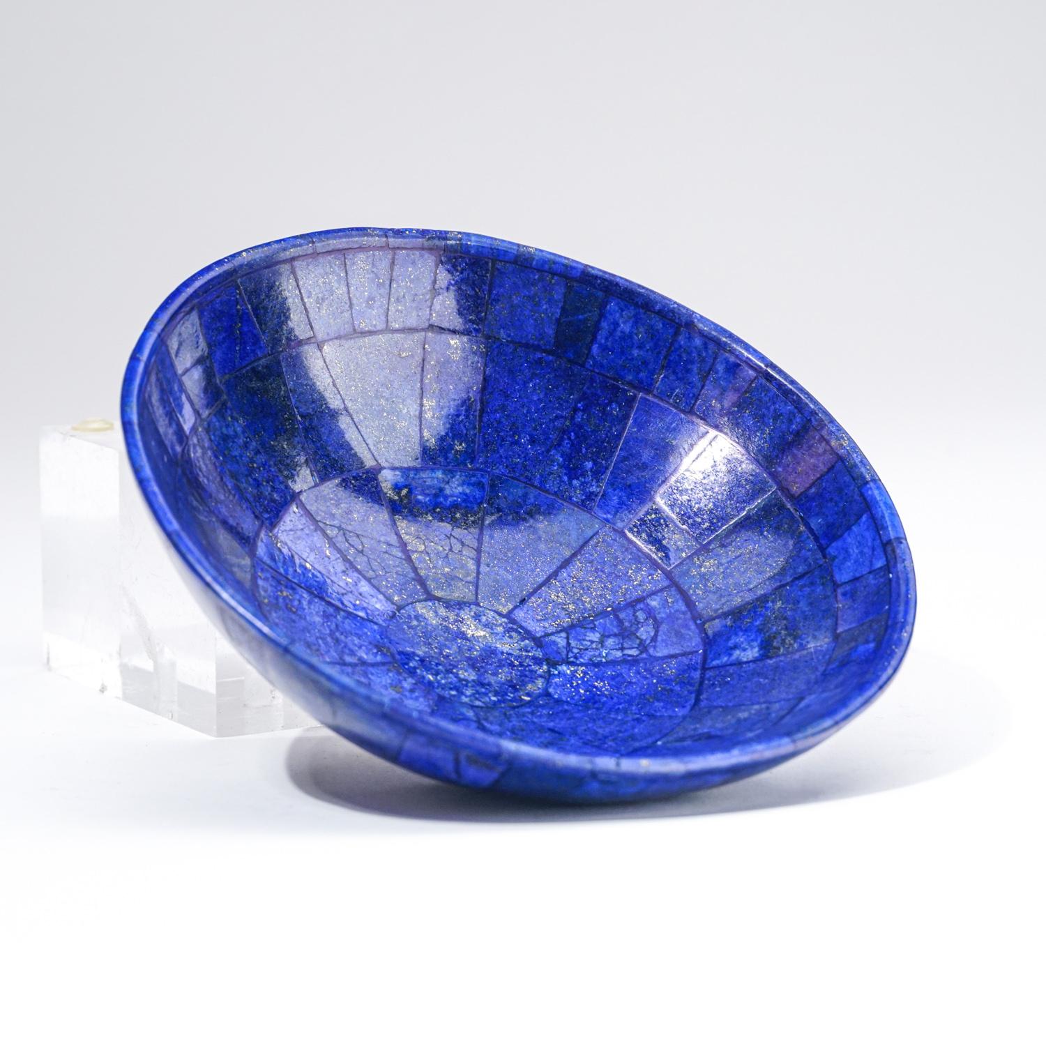 Genuine Polished Lapis Lazuli Bowl (1.7 lbs) In Distressed Condition For Sale In New York, NY