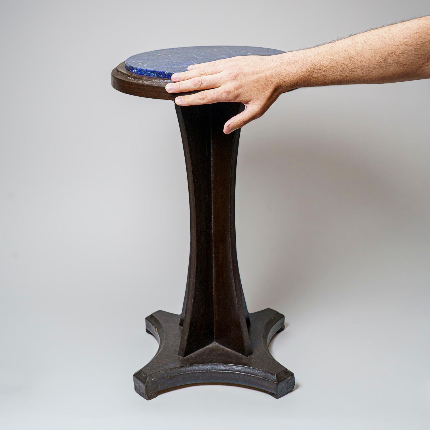 Genuine Polished Lapis Lazuli Round Table (20 lbs) In New Condition For Sale In New York, NY