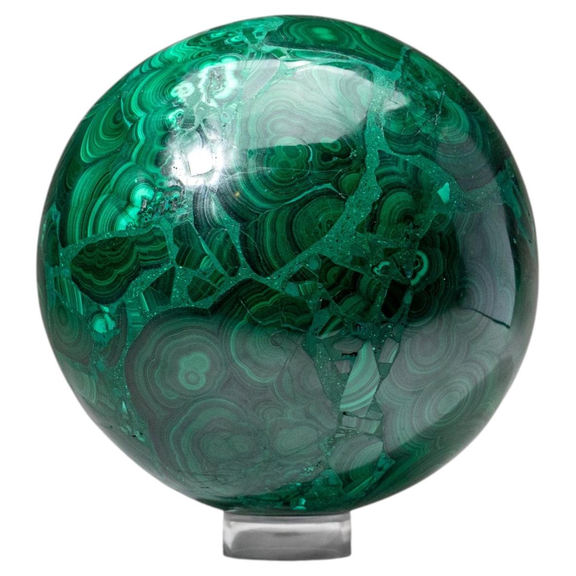 Genuine Polished Large Malachite Sphere (16.8 lbs) For Sale