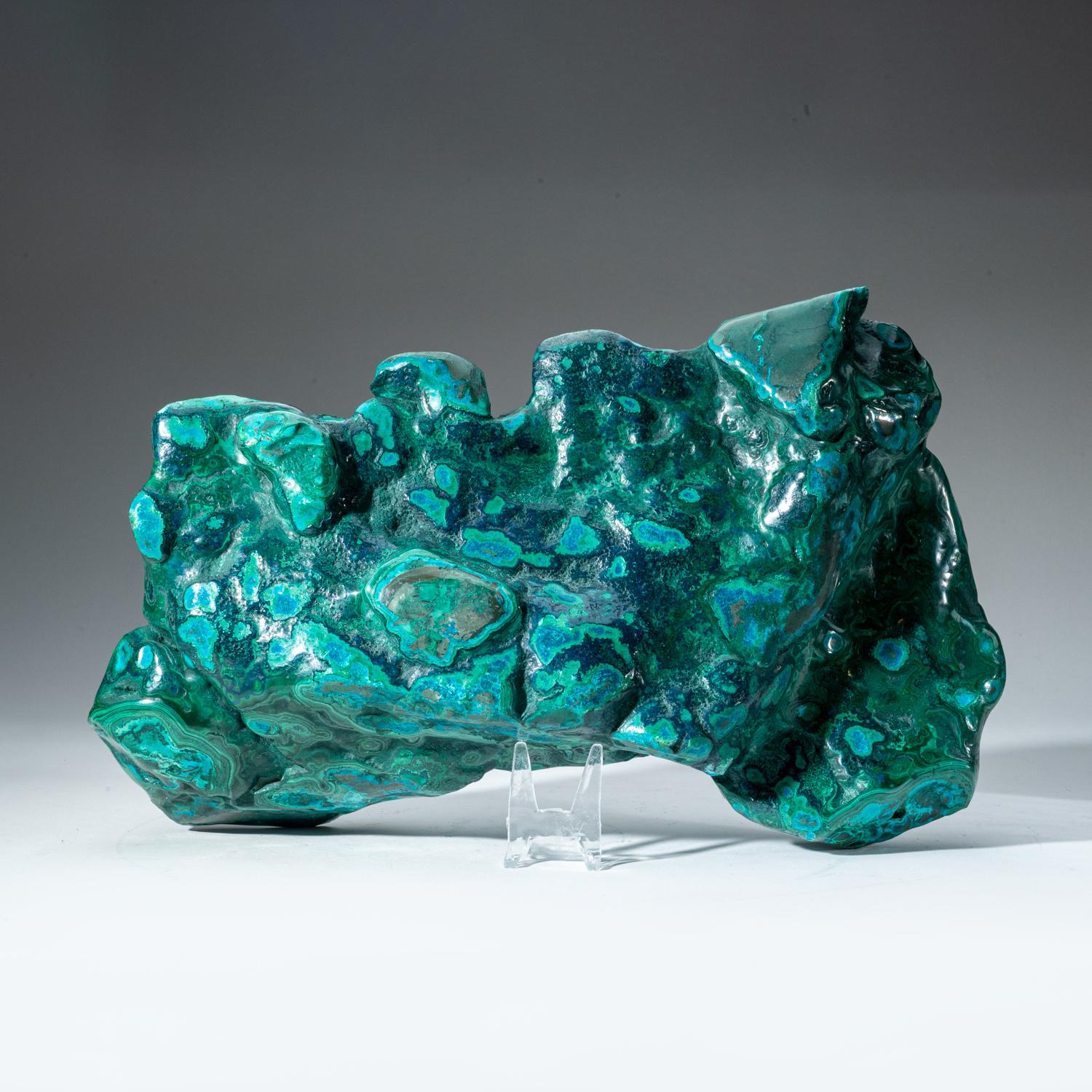 Genuine Polished Malachite and Azurite Freeform (9.5 lbs) In Excellent Condition For Sale In New York, NY