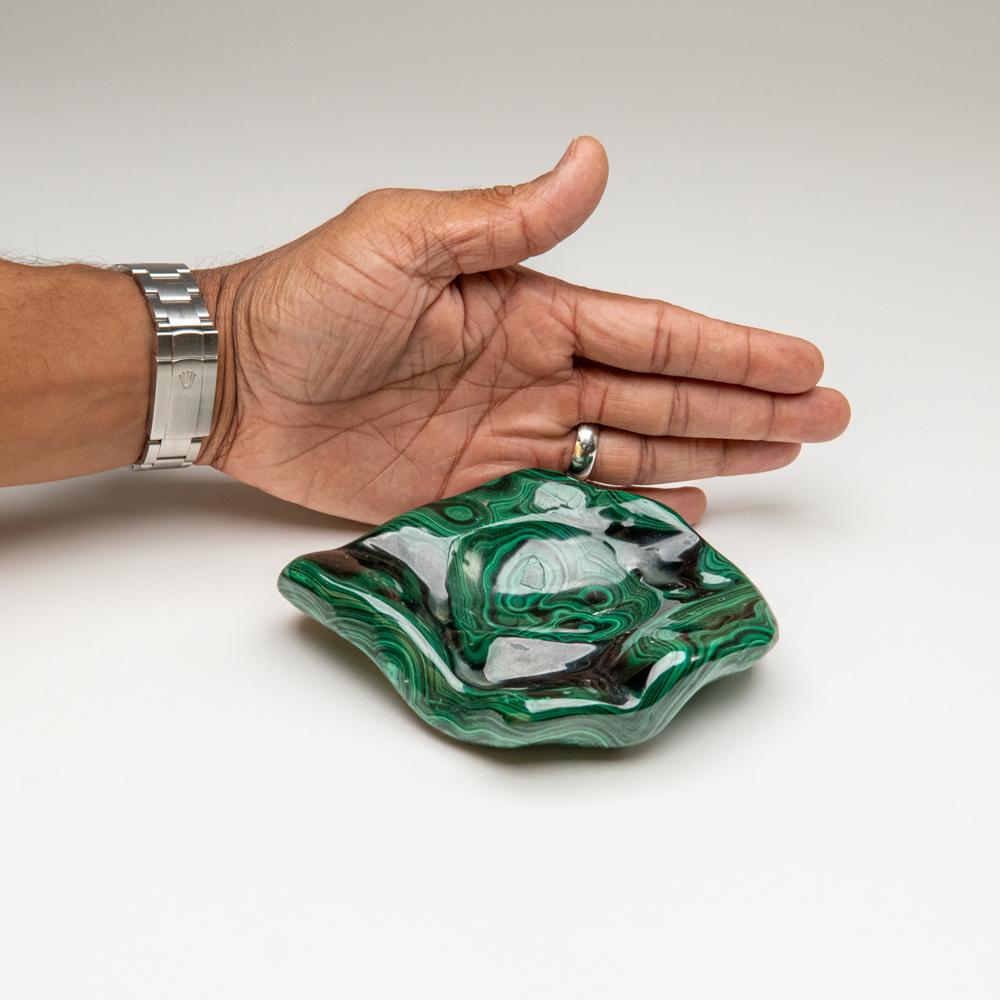 Congolese Genuine Polished Malachite Bowl (1.4 lbs) For Sale