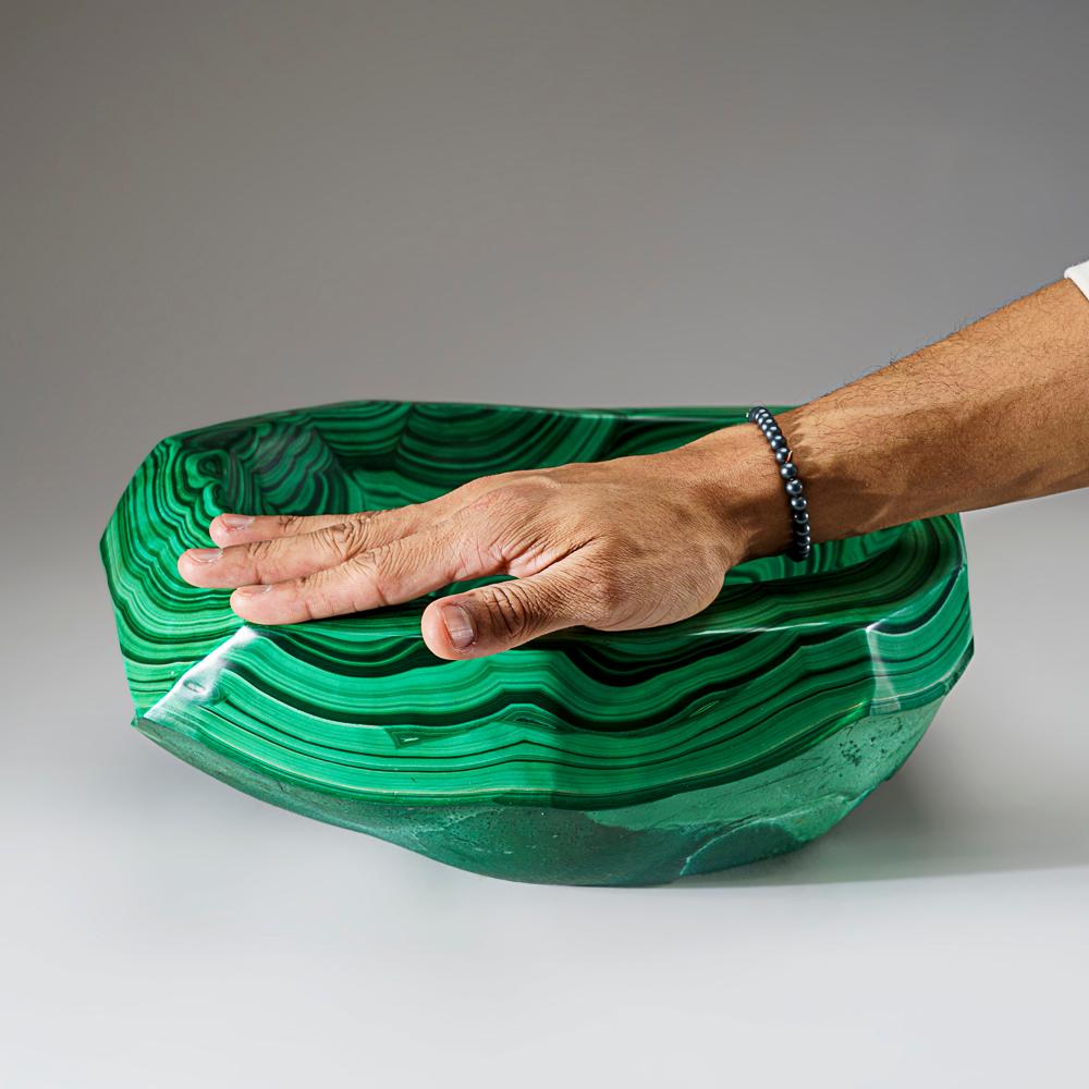 Congolese Genuine Polished Malachite Bowl (43.5 lbs) For Sale