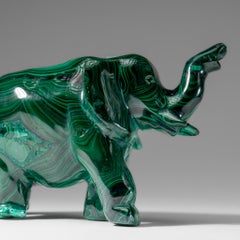 Genuine Polished Malachite Elephant Carving (1.9 lbs)