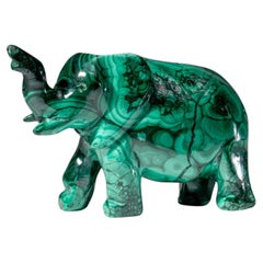 Genuine Polished Malachite Elephant Carving (1.9 lbs)