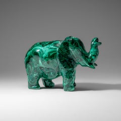 Talla de elefante de malaquita pulida auténtica (2.4 libras)