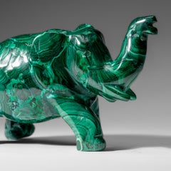 Vera scultura di elefante in malachite lucidata (3.1 lbs)