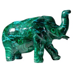 Genuine Polished Malachite Elephant Carving (3.9 lbs)