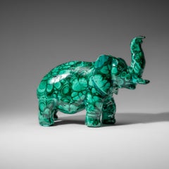 Vera scultura di elefante in malachite lucidata (6.3 lbs)