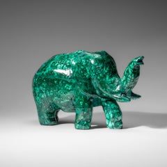 Vera scultura di elefante in malachite lucidata (6.5 lbs)