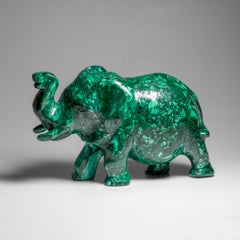 Talla de elefante de malaquita pulida auténtica (9 libras)