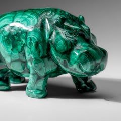 Scultura di ippopotamo in malachite autentica e lucidata (2,9 libbre)