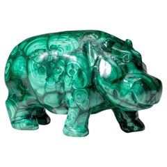 Scultura di ippopotamo in malachite autentica e lucidata (2,9 libbre)