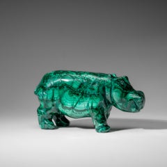 Scultura di ippopotamo in malachite autentica lucidata (4,1 libbre)