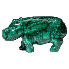 Scultura di ippopotamo in malachite autentica lucidata (4,1 libbre)
