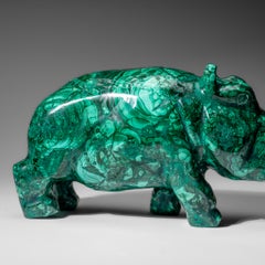 Scultura di ippopotamo in malachite autentica lucidata (7,4 libbre)