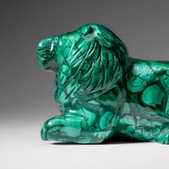 Véritable Malachite Polie Sculpture Lion (4.2 lbs)