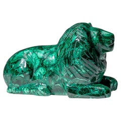 Genuine Polished Malachite Lion Carving (4.2 lbs)
