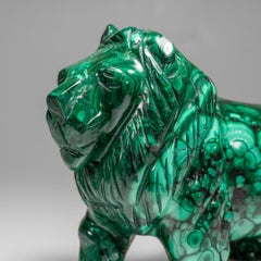 Genuine Polished Malachite Lion Carving (5.2 lbs)