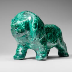 Vera scultura di leone in malachite lucidata (5.6 libbre)