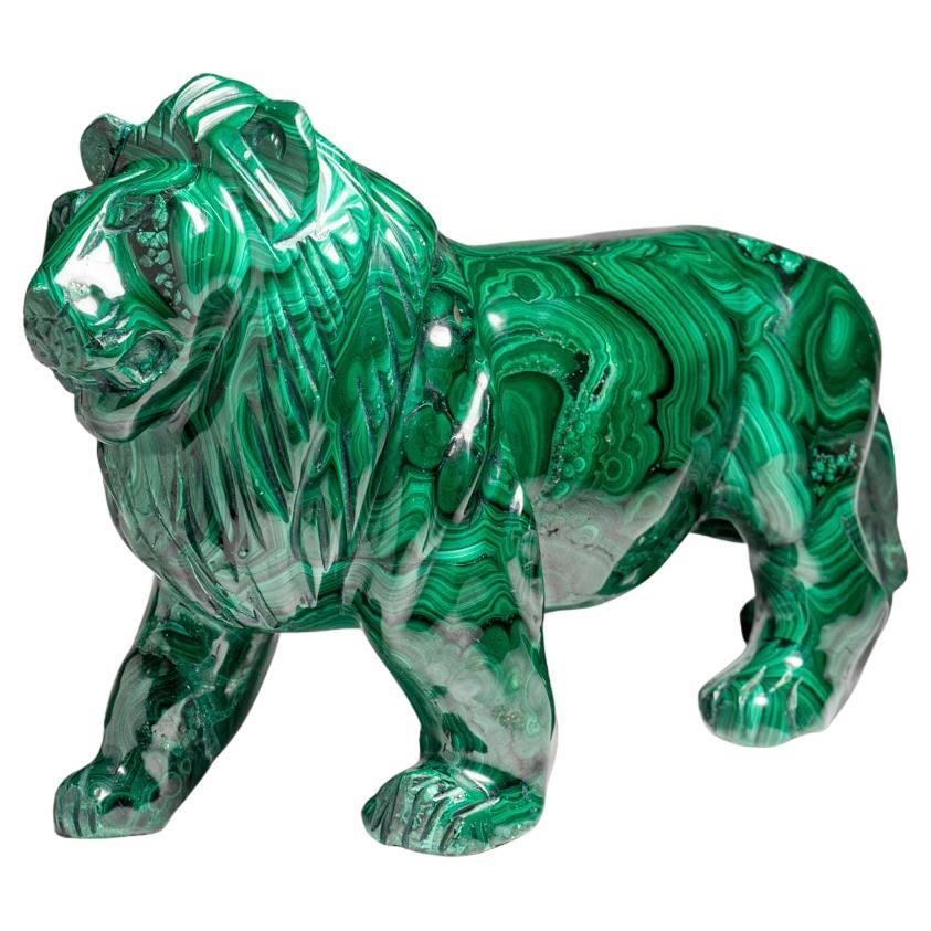 Genuine Polished Malachite Lion Carving (7 lbs)