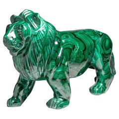 Genuine Polished Malachite Lion Carving (7 lbs)