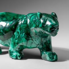 Sculpture de panthère en malachite authentique polie (2,2 livres)