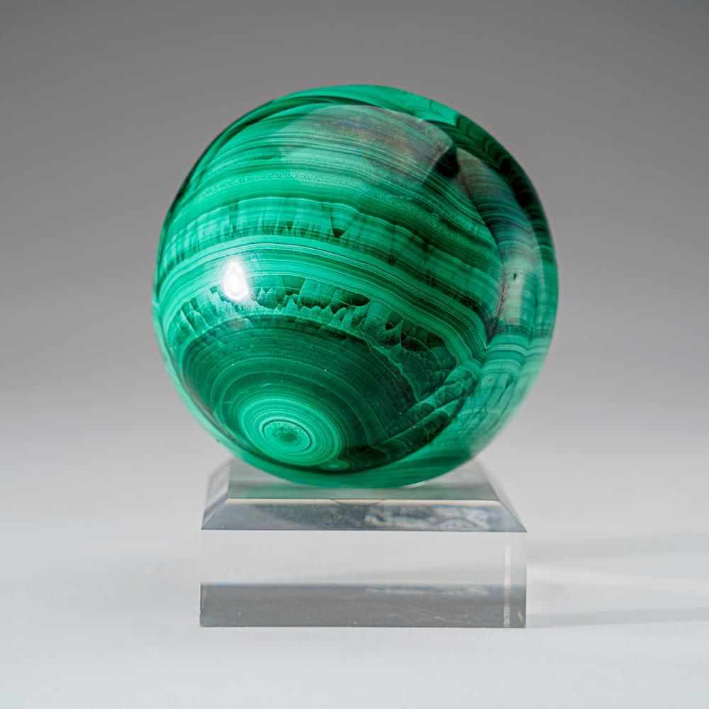 Genuine Polished Malachite Sphere (2.25 lbs) In New Condition For Sale In New York, NY