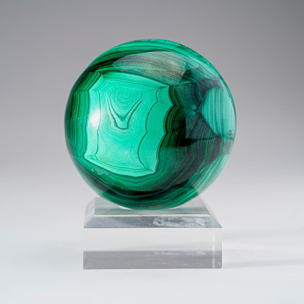 Crystal Genuine Polished Malachite Sphere (2.25 lbs) For Sale