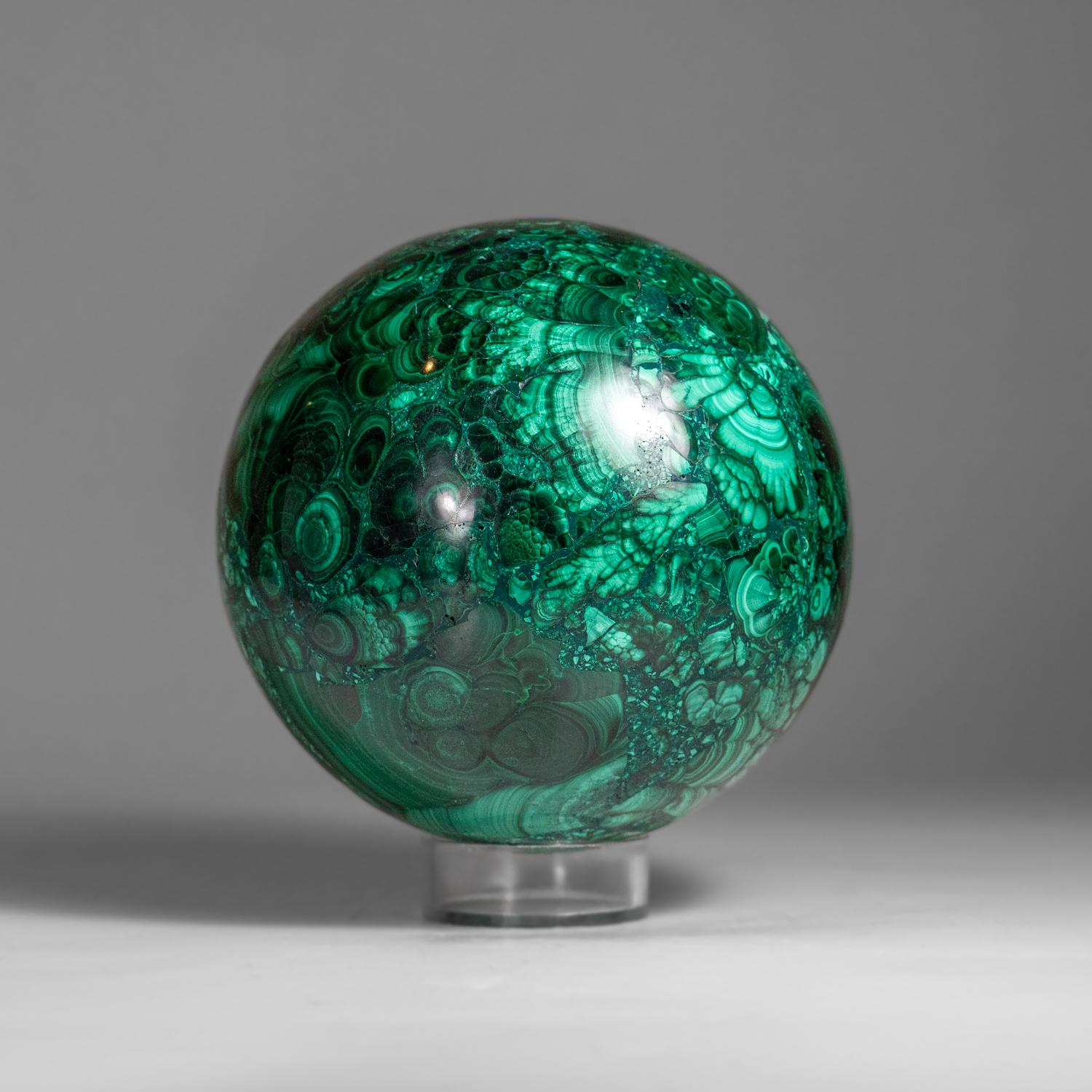 Genuine Polished Malachite Sphere (2.4 lbs) For Sale 5