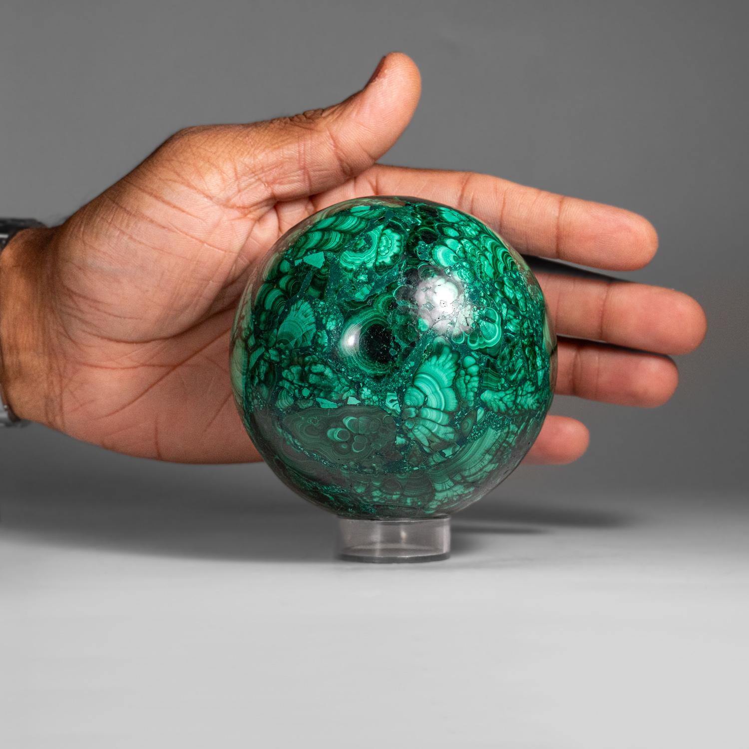 Congolese Genuine Polished Malachite Sphere (2.4 lbs) For Sale