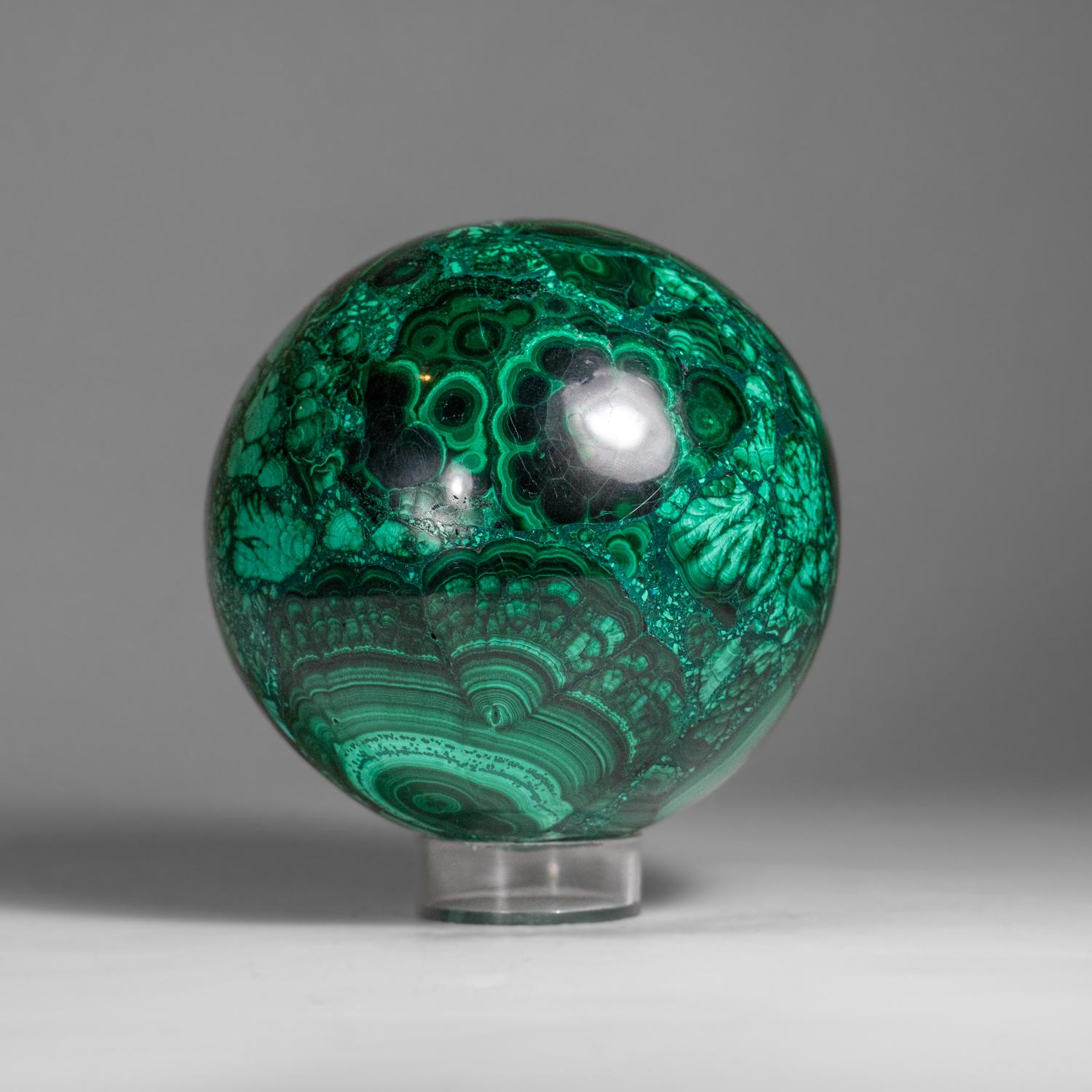 Genuine Polished Malachite Sphere (2.4 lbs) For Sale 1