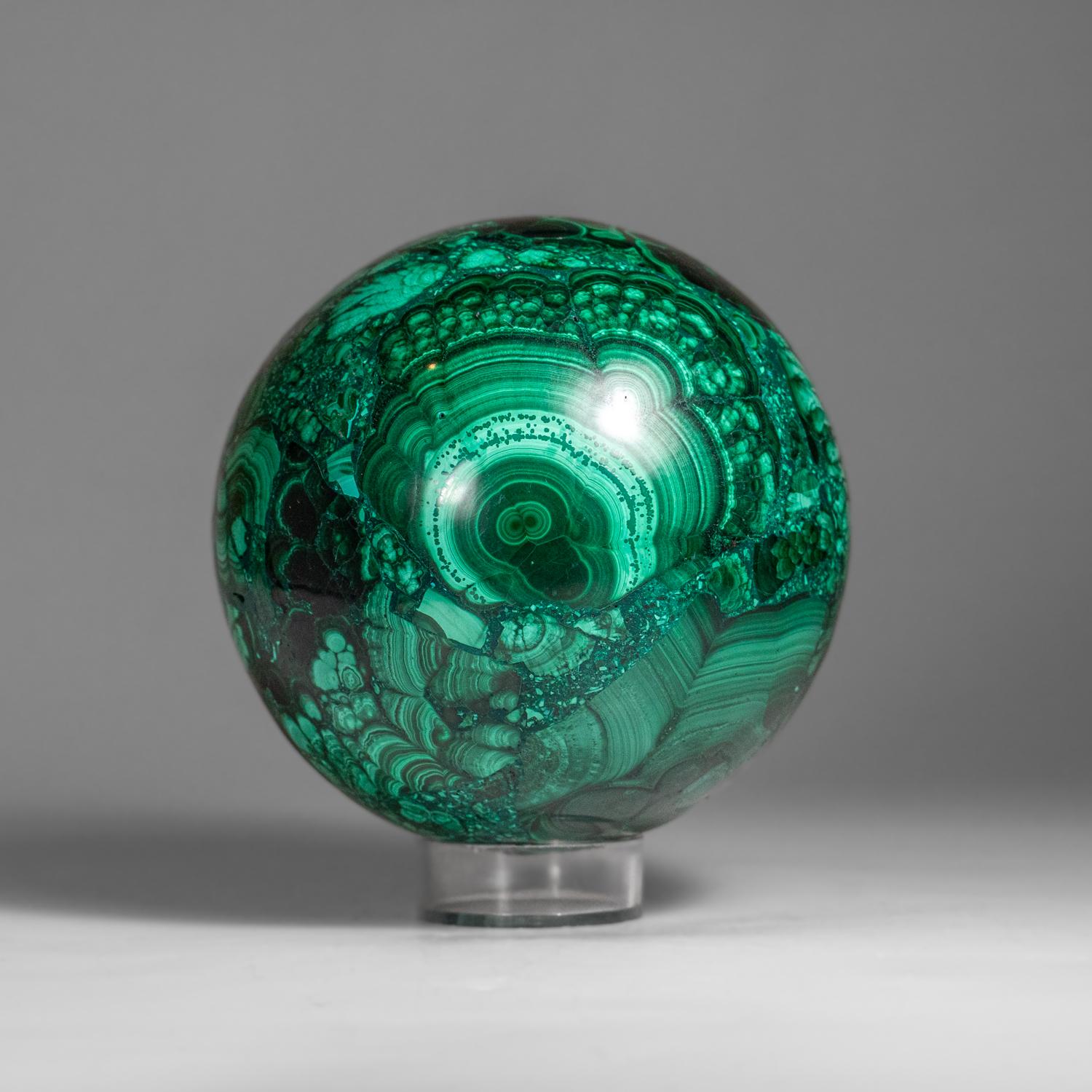 Genuine Polished Malachite Sphere (2.4 lbs) For Sale 2