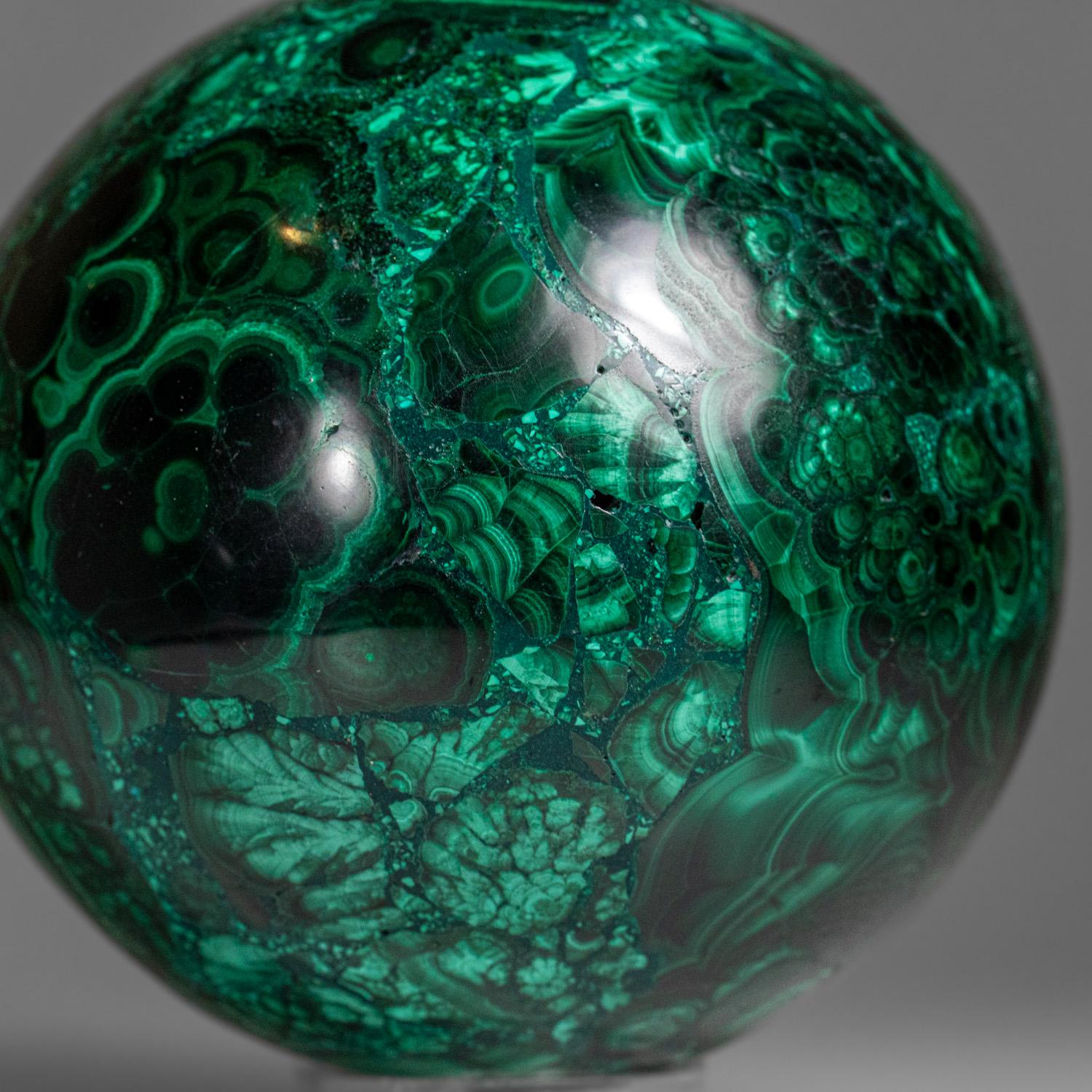 Genuine Polished Malachite Sphere (2.4 lbs) For Sale 3
