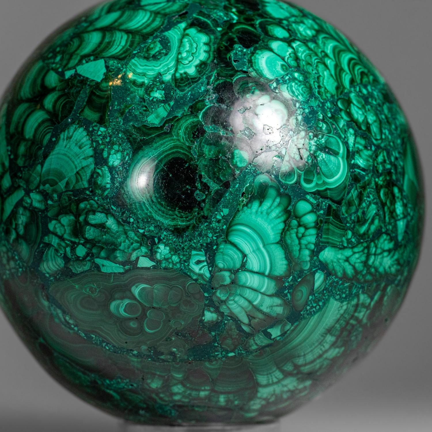 Genuine Polished Malachite Sphere (2.4 lbs) For Sale 4