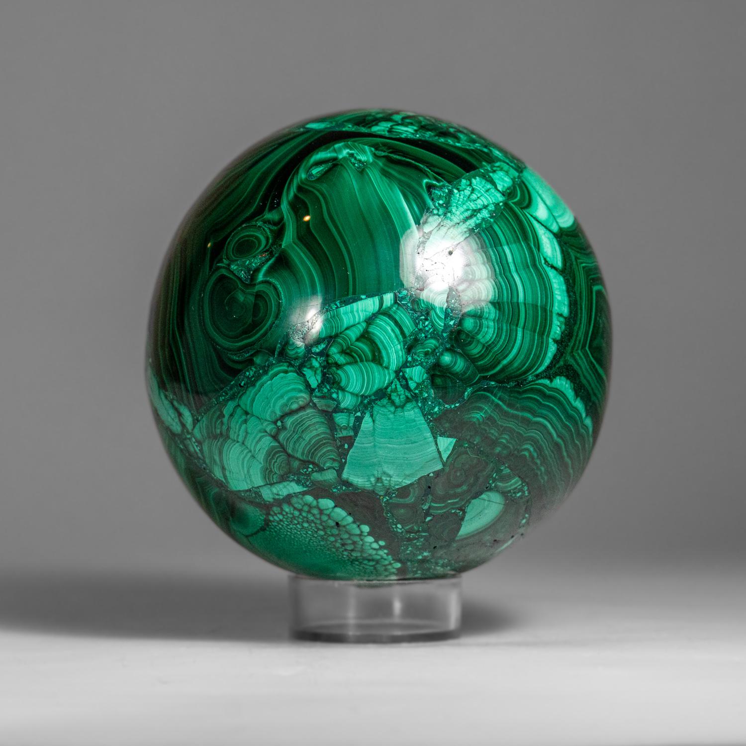 Genuine Polished Malachite Sphere (2.55 lbs) For Sale 1