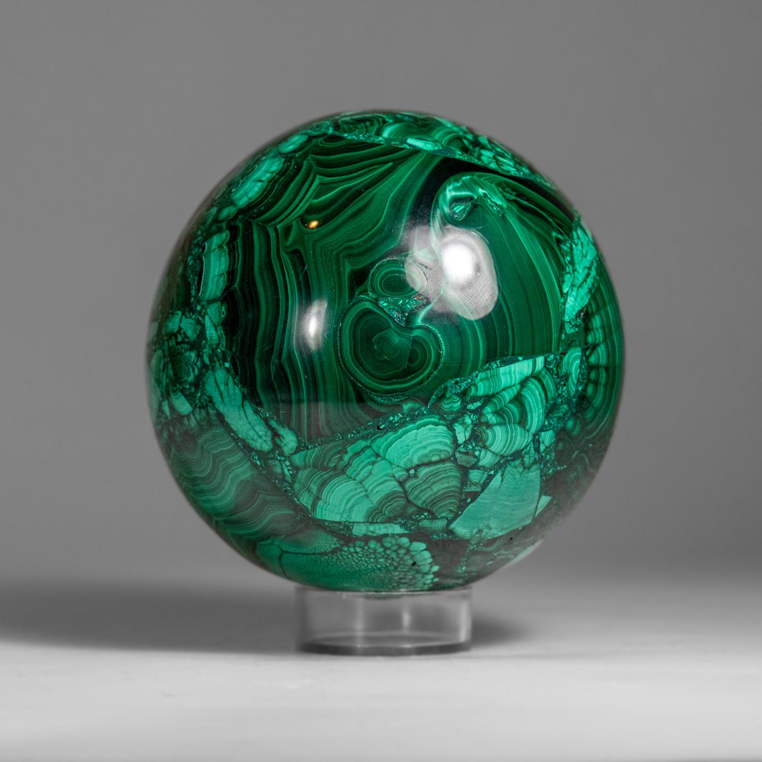 Genuine Polished Malachite Sphere (2.55 lbs) For Sale 2