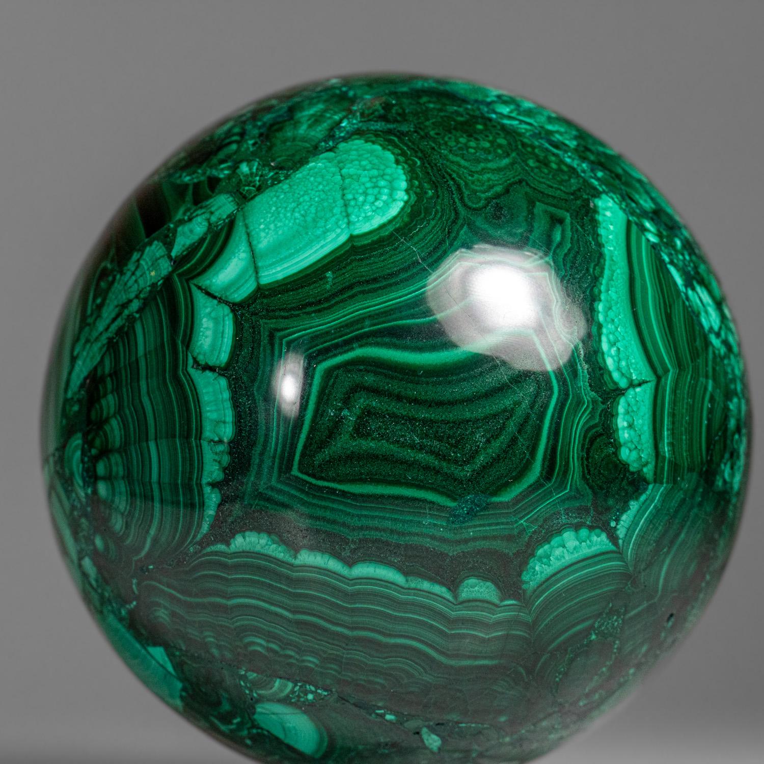 Genuine Polished Malachite Sphere (2.55 lbs) For Sale 3