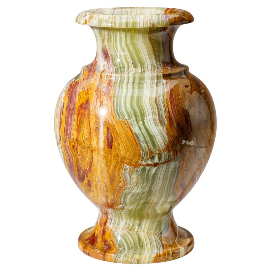 Vase à fleurs en onyx poli véritable du Mexique (18 lbs)