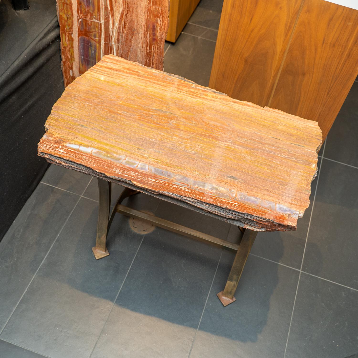 Dieser schöne, handpolierte Tisch aus versteinertem Holz stammt aus Redwood, Kalifornien, besteht aus einem 2