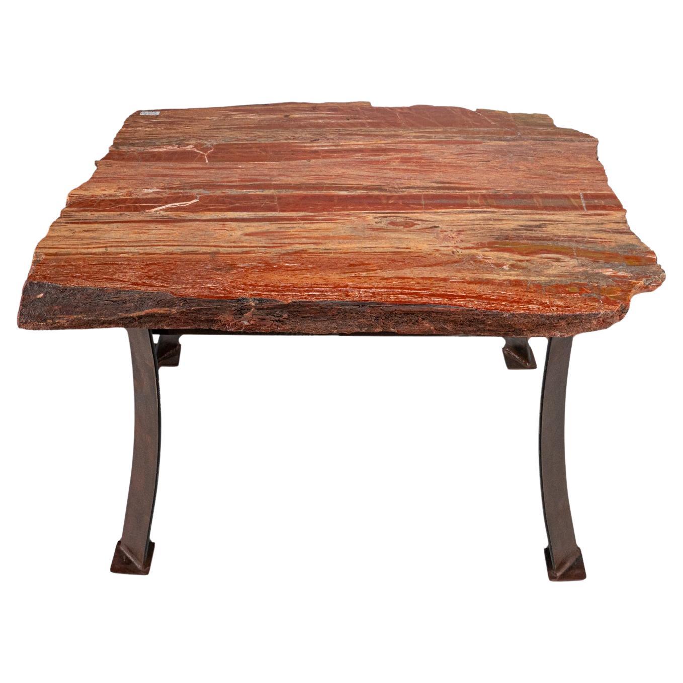 Table en bois pétrifié poli véritable (55,5 lbs) en vente