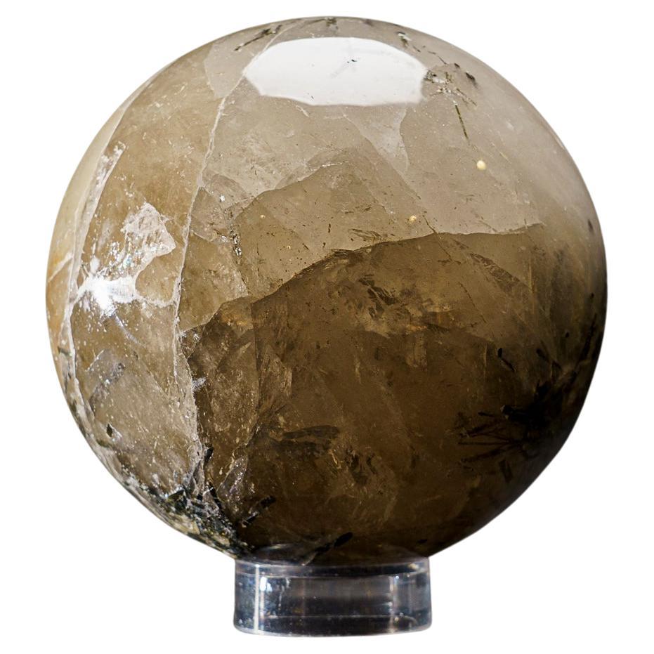 Quartz poli véritable avec sphère de tourmaline (5 po., 6 lbs)