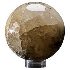 Quartz poli véritable avec sphère de tourmaline (5 po., 6 lbs)