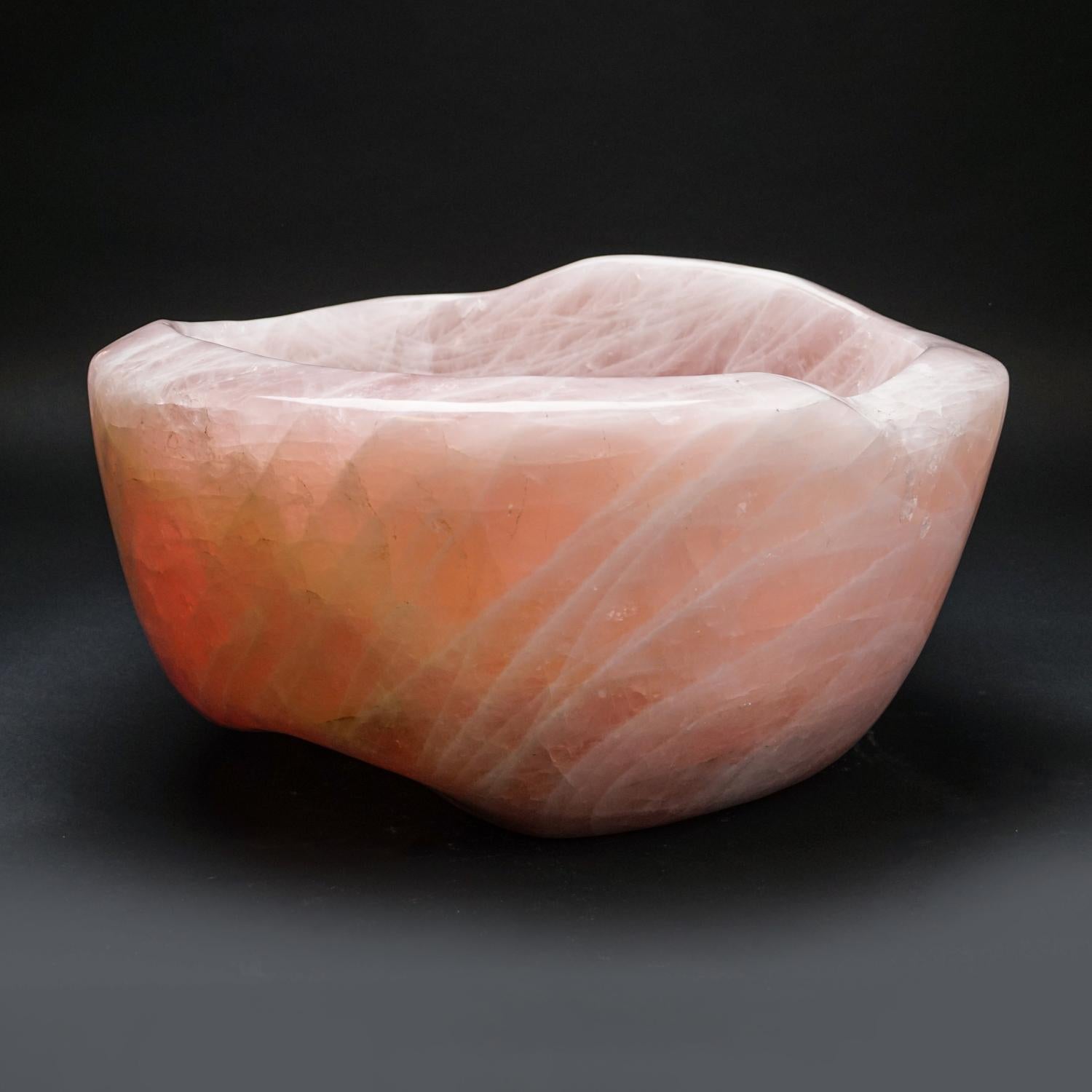 Large Rose Quartz Bowl, Brazil (146 lbs) In Excellent Condition In New York, NY