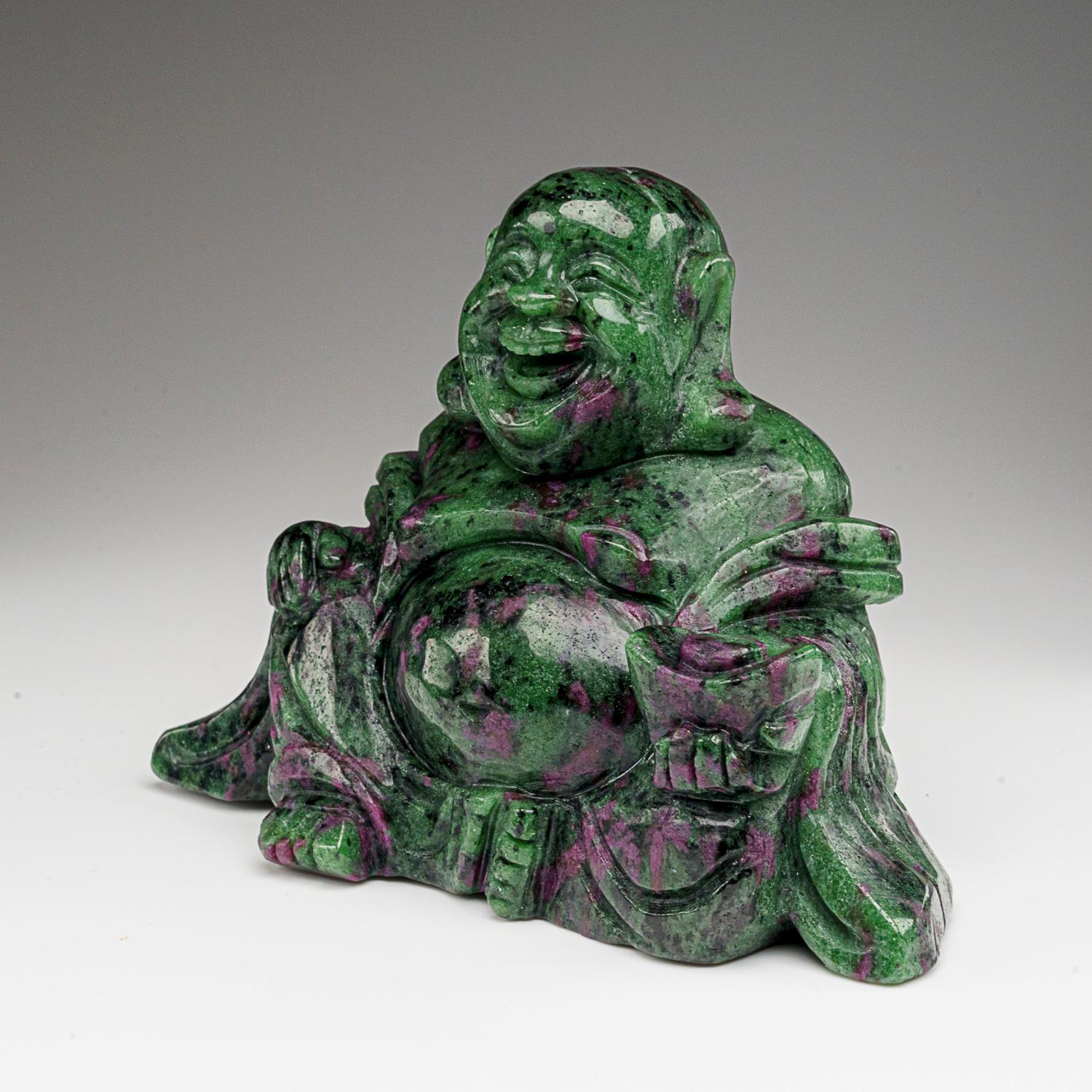 Autentico Buddha di rubino e ziosite lucidato proveniente dal Pakistan (1,8 libbre) In condizioni Nuovo in vendita a New York, NY