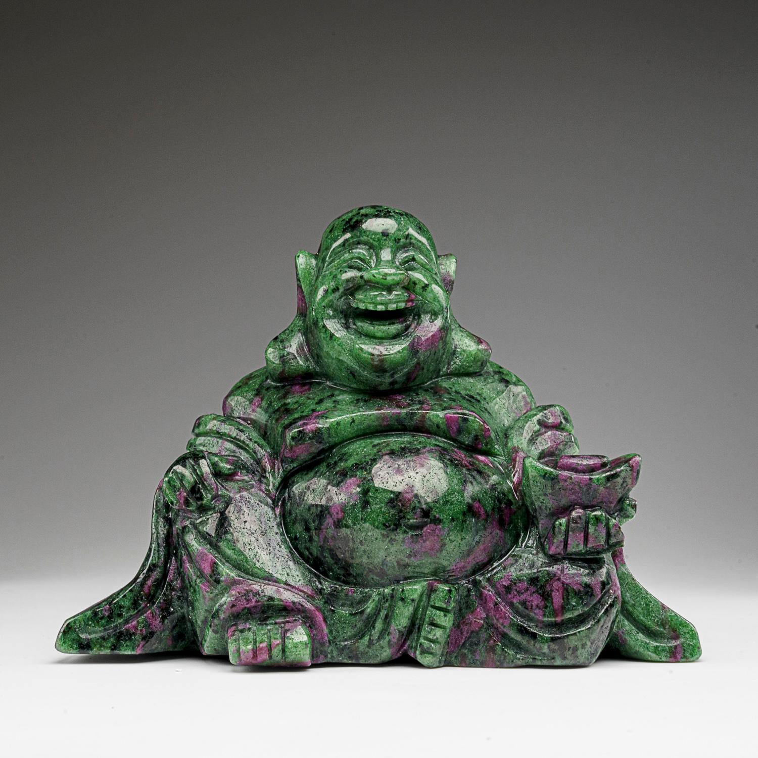 Agata Autentico Buddha di rubino e ziosite lucidato proveniente dal Pakistan (1,8 libbre) in vendita