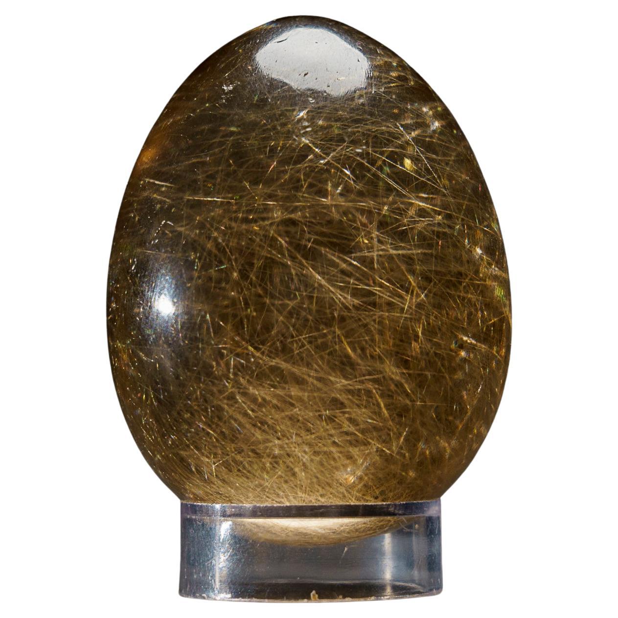 Egg authentique en quartz fumé Rutile poli du Brésil (221,9 grammes) en vente