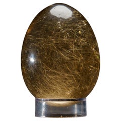 Egg authentique en quartz fumé Rutile poli du Brésil (221,9 grammes)